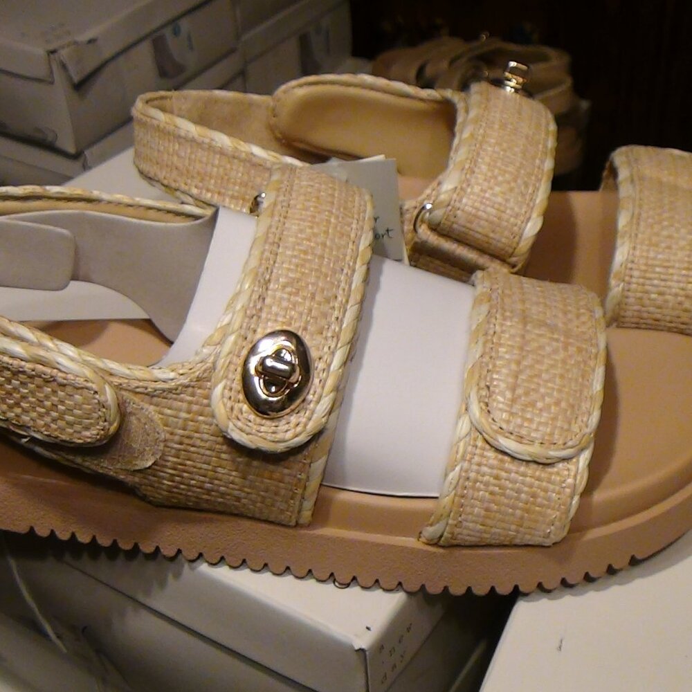 Women's Tilly Raffia Platform Footbed Sandals - A New Day (8-11)